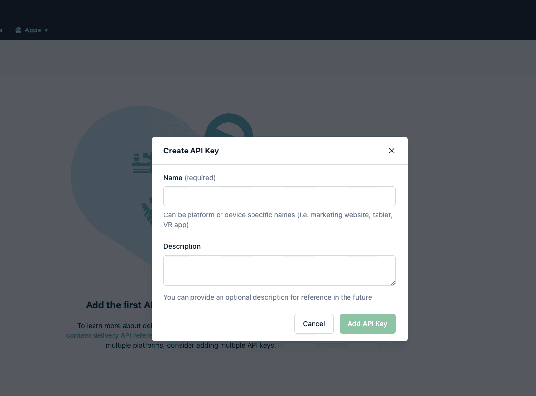 Contentful start right flyout for api keys - part 3