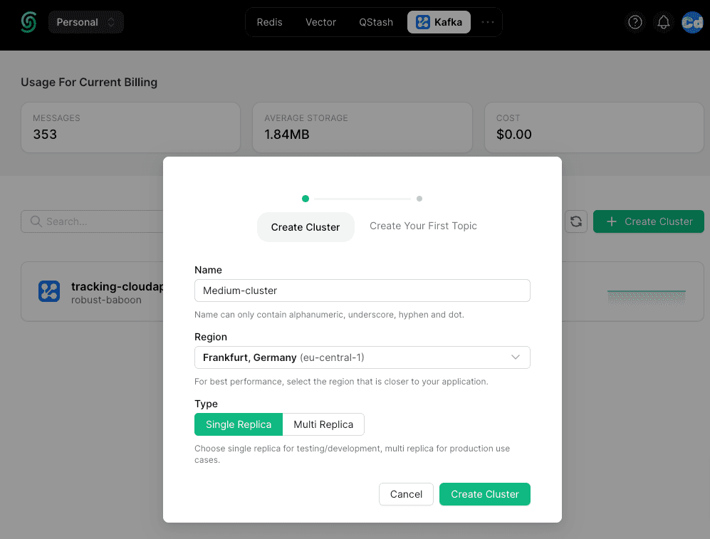 Kafka-Upstash-create-cluster