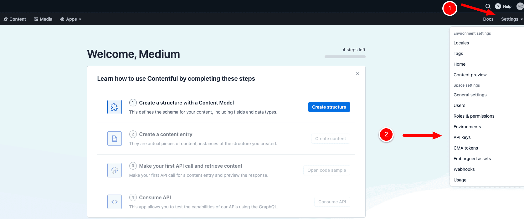Contentful start right flyout for api keys - part 1