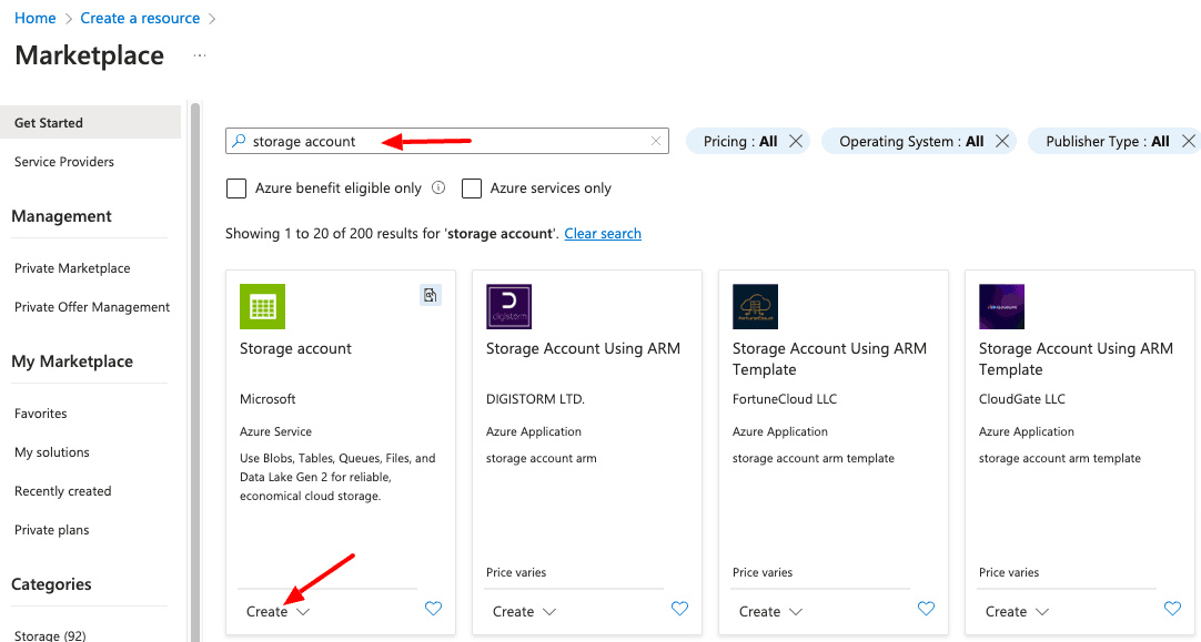 Storage Account creation