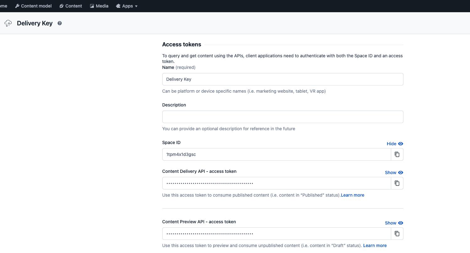Contentful start right flyout for api keys - part 4