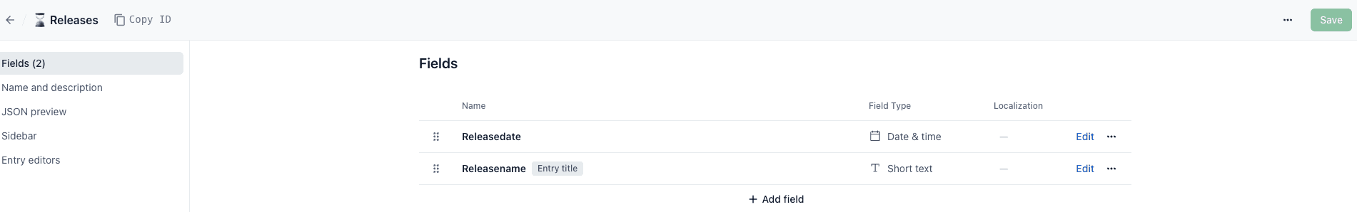 Contentful Release Content Type