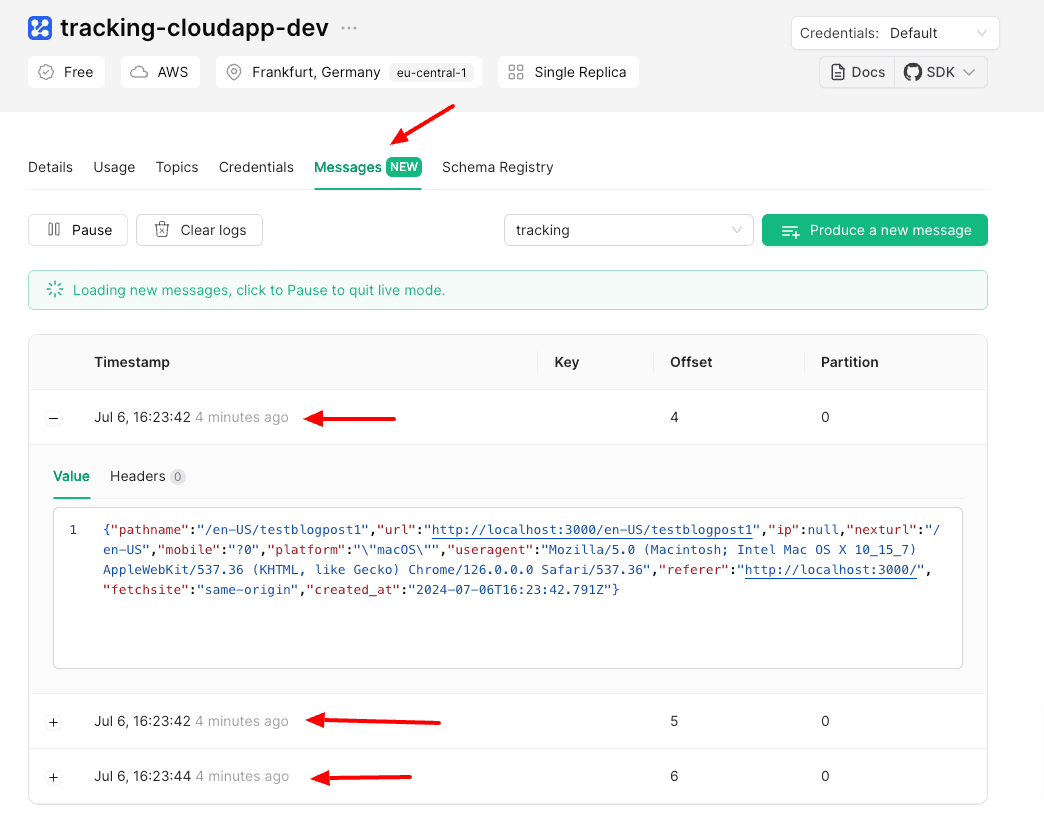 Kafka-Upstash-messages