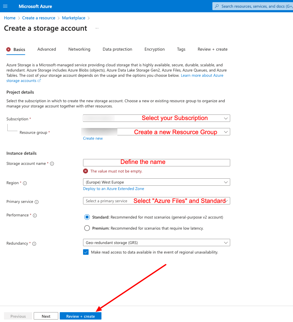 Create-a-storage-account-Microsoft-Azure