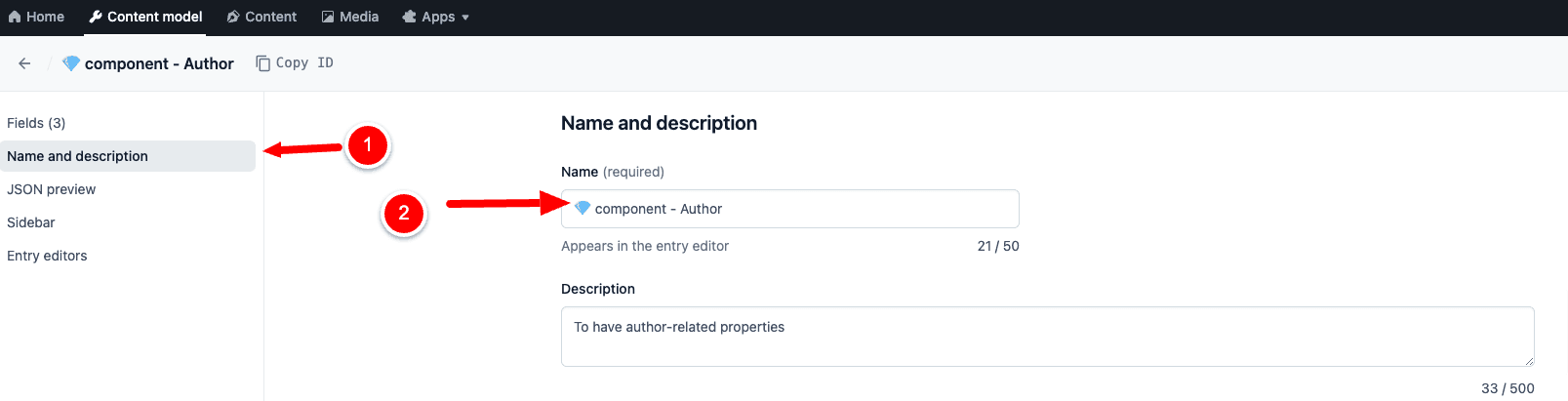 Contentful Contenttype flag