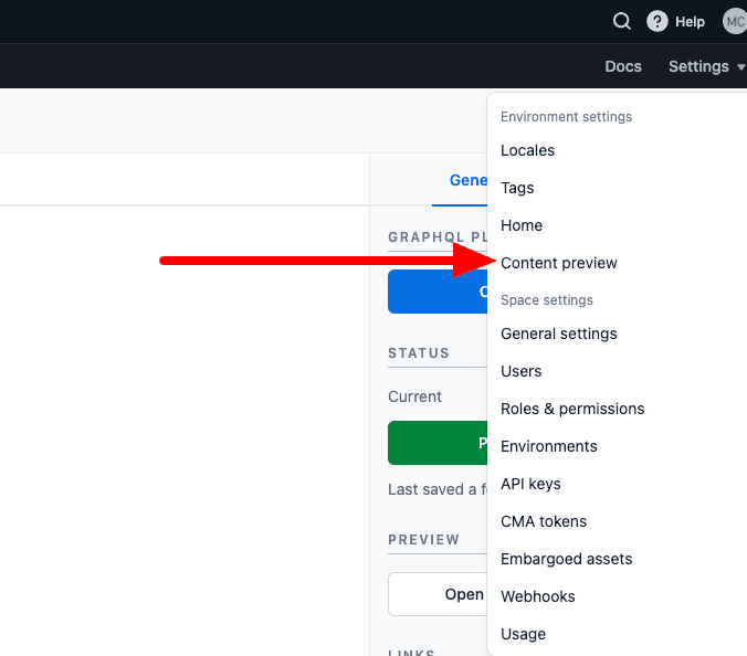 Content Preview Menu