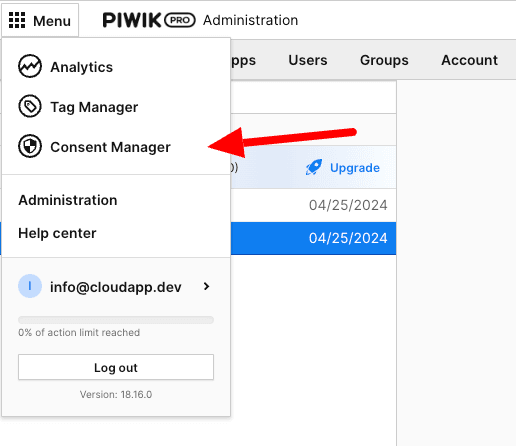 Piwik CMP Administration Backend