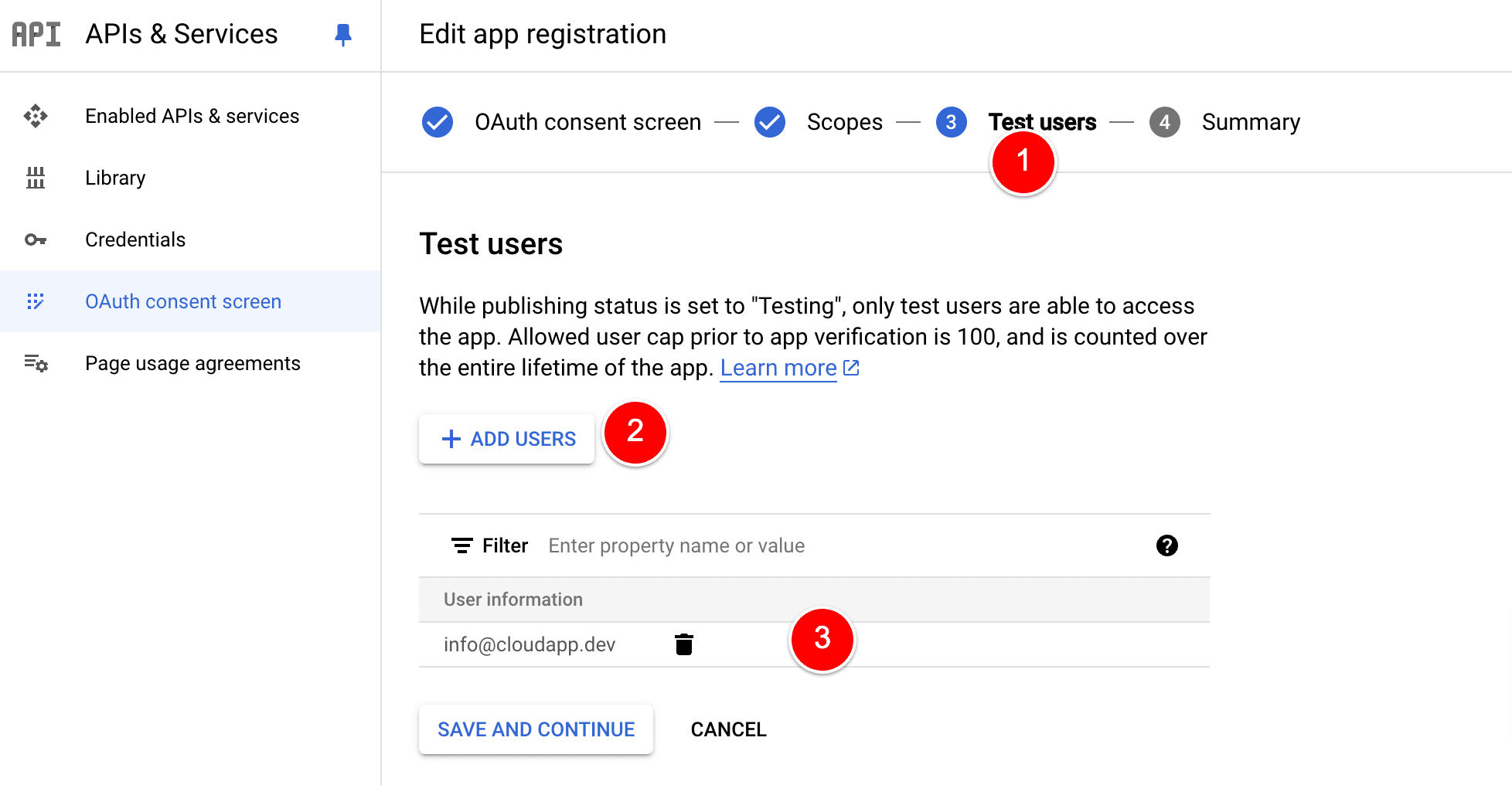 Google-Cloud-console-Oauth-testuser