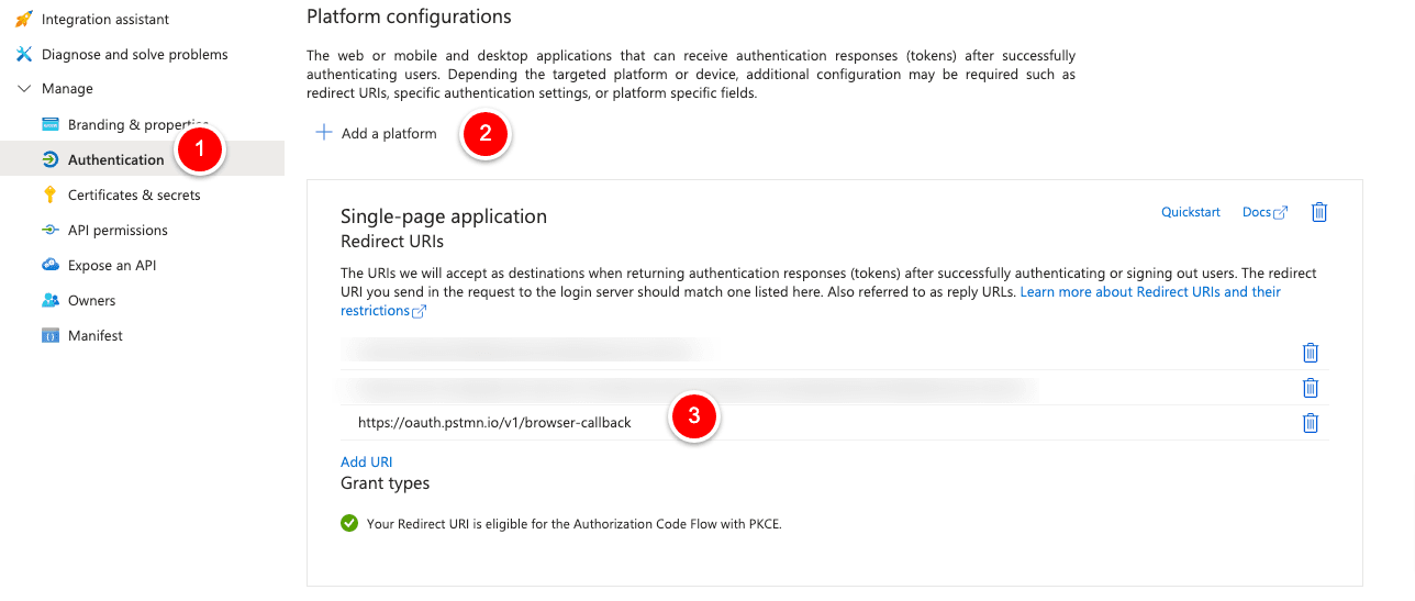 App Registration Redirect URL