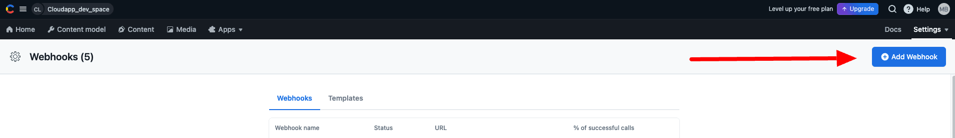 add Webhooks contentful